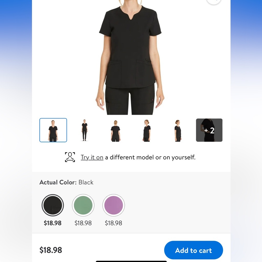 Scrubstar Black Scrubs Top